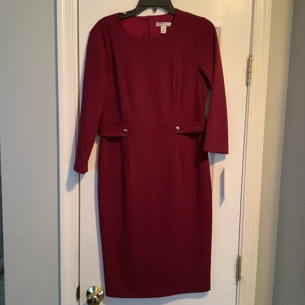 London Style Deep Red Long Sleeve Dress